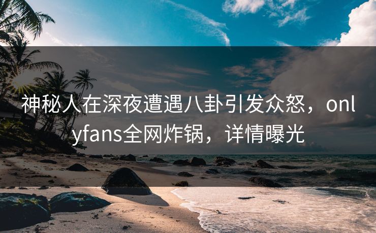 神秘人在深夜遭遇八卦引发众怒，onlyfans全网炸锅，详情曝光